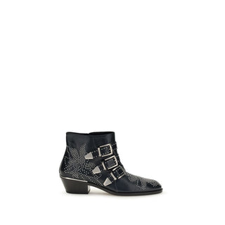 Chloé Black Calf Leather Bos Taurus Lace-Up Boots