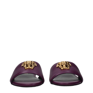 Versace Purple Leather Slippers