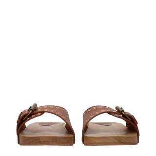 Isabel Marant Brown Leather Slippers