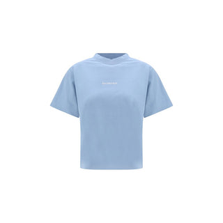 Balenciaga Light Blue Cotton T-Shirt