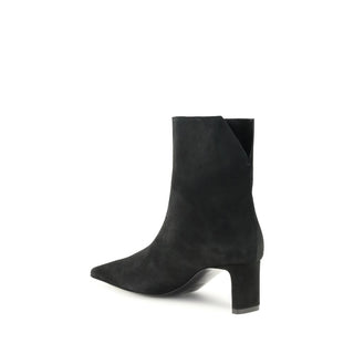 Khaite Black Calf Leather Bos Taurus Ankle Boots