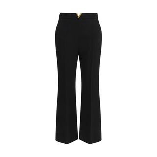 Valentino Black Fleece Wool Flared Pants