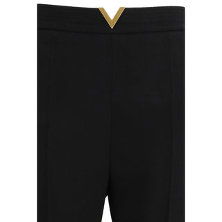 Valentino Black Fleece Wool Flared Pants