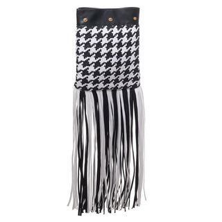 Versace Black And White Leather And Textile Shoulder Bag