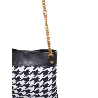Versace Black And White Leather And Textile Shoulder Bag