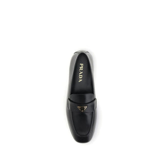 Prada Black Calf Leather Bos Taurus Slip-On Loafers