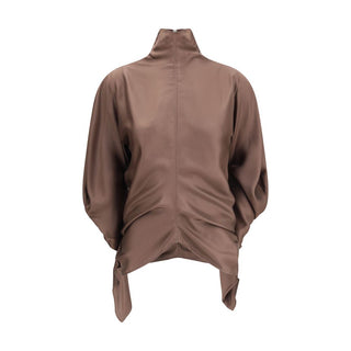 The Row Brown Silk Blouse