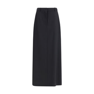 The Row Black Fleece Wool Long Skirt