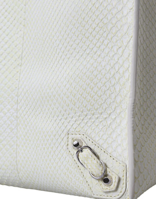 Balenciaga White Yellow Exotic Skin Leather Shopping Tote PAPIER Bag