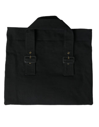Miu Miu Black Canvas Denim Logo Shoulder Tote Shopping Bag