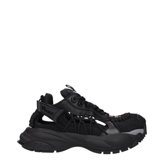 Versace Black Leather Athletic Sneakers