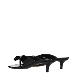 Versace Black Leather Stiletto Heels Sandals