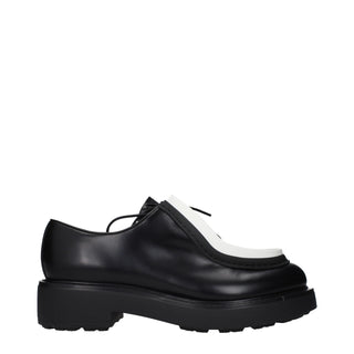 Prada Black Leather Oxfords And Derbies