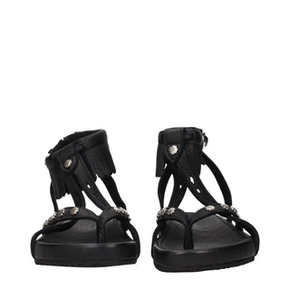 Isabel Marant Black Leather Flat Sandals
