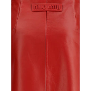 Miu Miu Red Lamb Leather Mini Skirt