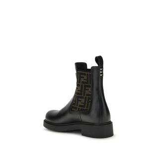 Fendi FF leather and fabric Ankle Boots