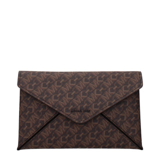 Michael Kors Brown Fabric Clutch Bag