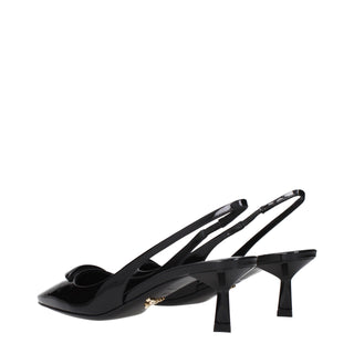 Prada Black Leather Mid Heel Pumps