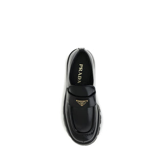 Prada Black Calf Leather Bos Taurus Platform Loafers