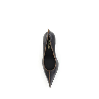 Prada Black Leather High Heel Pumps