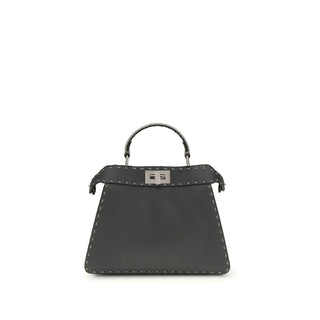Fendi Gray Leather Shoulder Bag