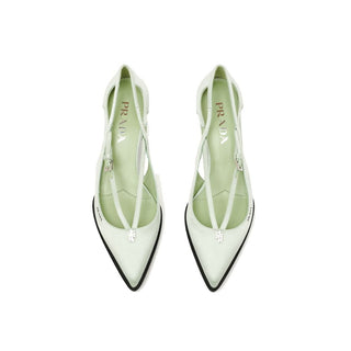 Prada Green Silk Mid Heel Pumps