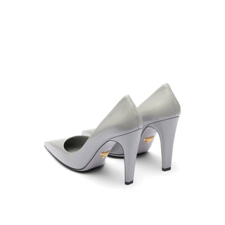 Prada Gray Leather High Heel Pumps