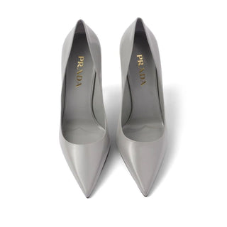 Prada Gray Leather High Heel Pumps