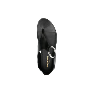 Saint Laurent Black Calfskin Strap-On Sandals