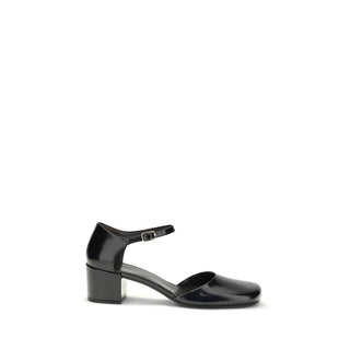 The Row Black Rubber Mid Heel Pumps