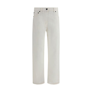 The Row White Cotton Straight-Leg Jeans
