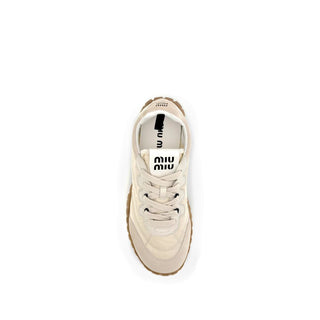 Miu Miu Beige Recycled Polyamide Athletic Sneakers