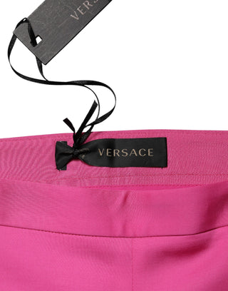 Versace Pink Viscose High Waist Straight Casual Trouser Pants