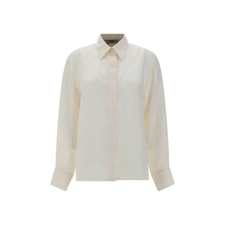 Fendi White Silk Pattern Shirt