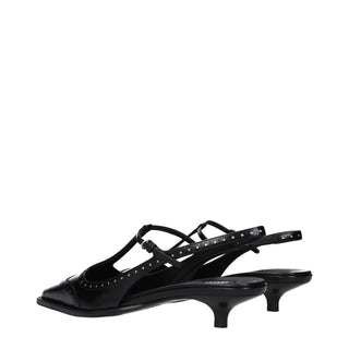 Miu Miu Black Leather Mid Heel Pumps