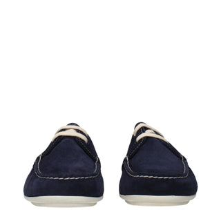 Prada Blue Leather Slip-On Loafers